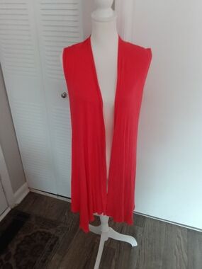 Popana Bright Coral Red Sleeveless Top